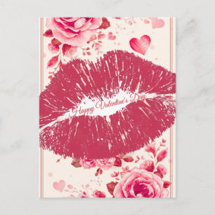 A Kiss For You on This Pretty Valentine's Day Holiday Postcard