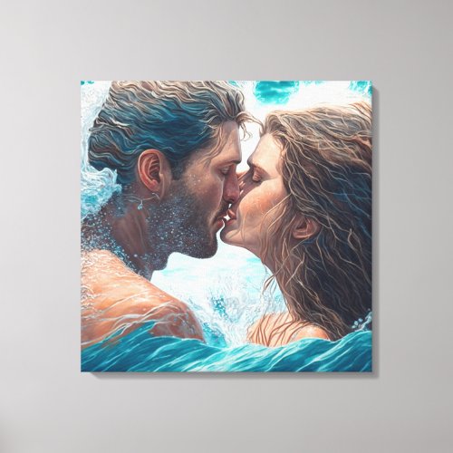 A Kiss in the Waves Canvas Print