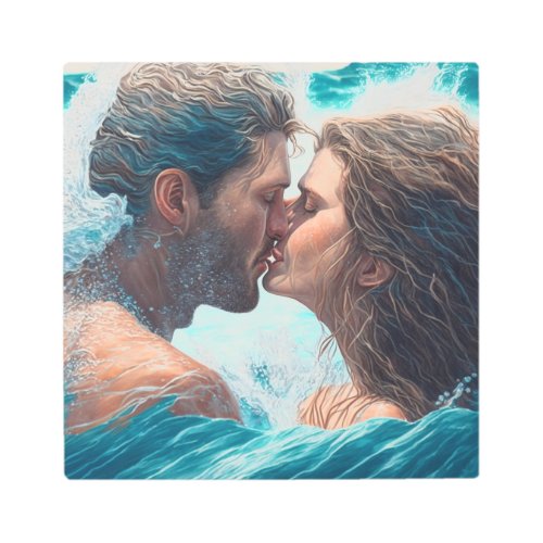 A Kiss in the Waves Metal Print