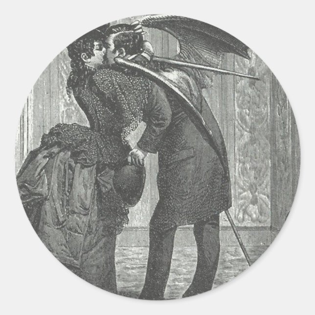 A Kiss Victorian/Gothic Winged Vampire Classic Round Sticker (Front)