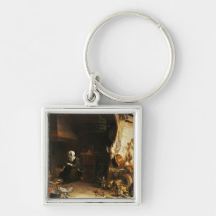 A Kitchen Interior with a Servant Girl Keychain