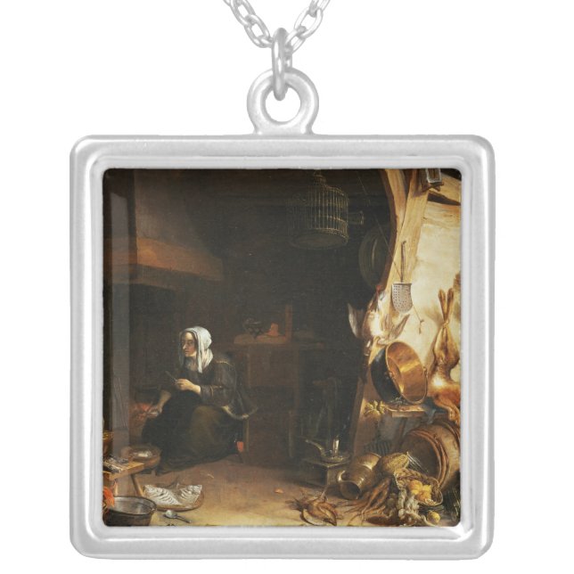 A Kitchen Interior with a Servant Girl Silver Plated Necklace (Front)