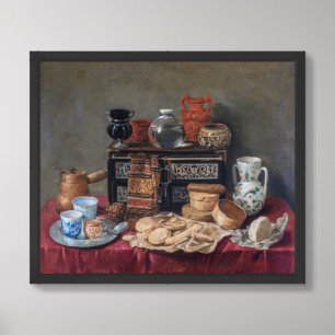 A Kitchen Tableau: Bowl, Cup & Bread Still Life Framed Art