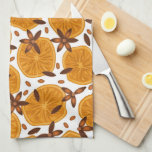 A kitchen towel with a vibrant print.