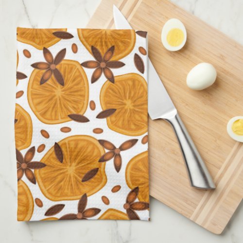 A kitchen towel with a vibrant print