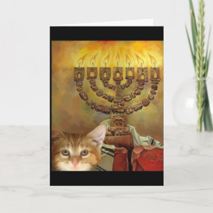 A kitten and a Menorah Holiday Card