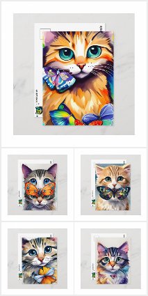A kitten with butterfly, Postcrossing Postcards