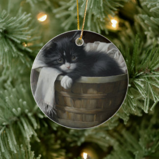 A Kittens Cozy Corner Ceramic Ornament