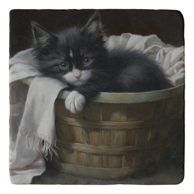 A Kittens Cozy Corner Trivet (Front)