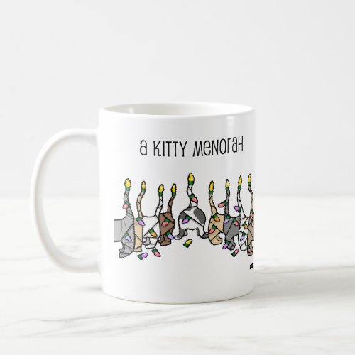 A Kitty Menorah for Hanukkah  Coffee Mug