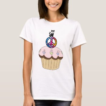 A Kitty Peace Cupcake T-shirt by bonfirecats at Zazzle