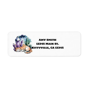 A Kitty With Crystals in the Desert Label