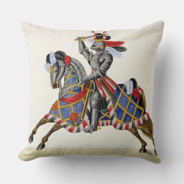A knight at a tournament, plate from 'A History of Throw Pillow (Front)