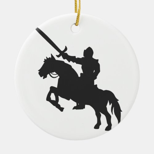 A knight on a horse _ Choose background color Ceramic Ornament
