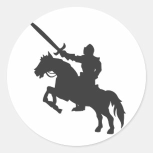 A knight on a horse - Choose background color Classic Round Sticker