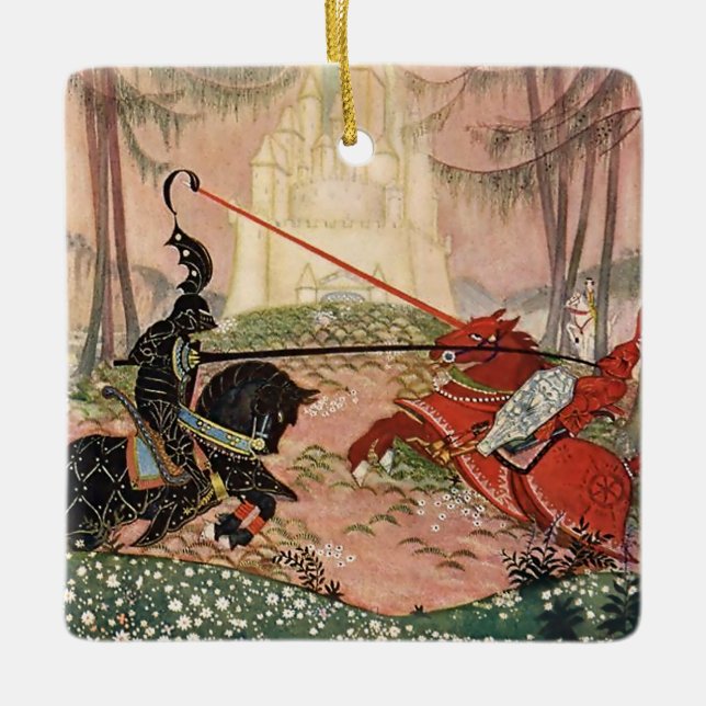 “A Knightly Joust” by Thomas Mackenzie Ceramic Ornament (Front)