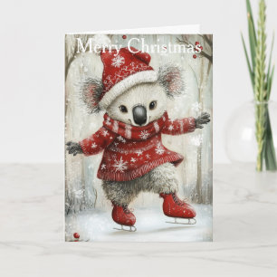 A Koala bear Ice Skating Holiday Card