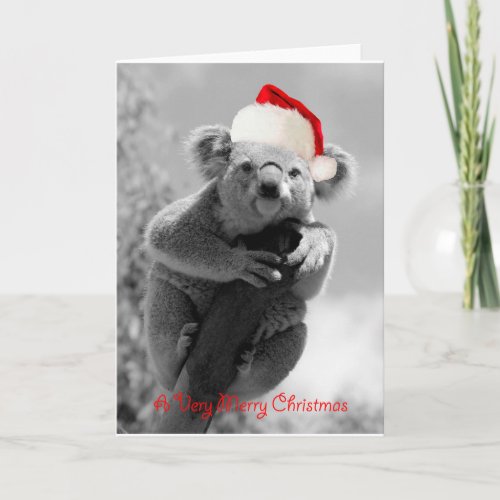 A koala happy christmas holiday card