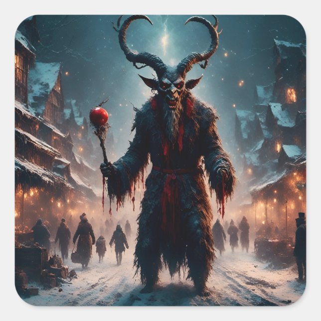 A Krampus Christmas Horror Square Sticker (Front)