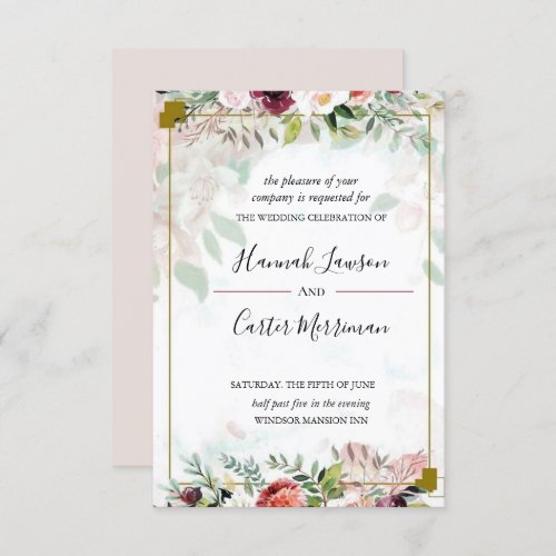  a la boda con marco floral de floracin invitation