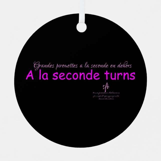 A La Seconde Turns Black and Pink Round Metal Ornament (Front)