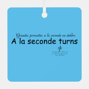 A La Seconde Turns Sky Blue and Black Sq. Metal Ornament