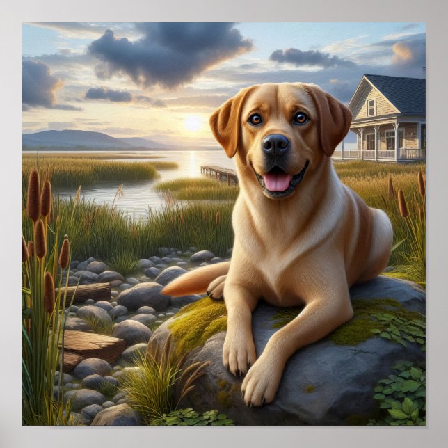 A Labrador Retriever Resting in the Country Poster (Front)