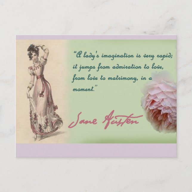 A Ladies Imagination, Jane Austen quote Postcard (Front)