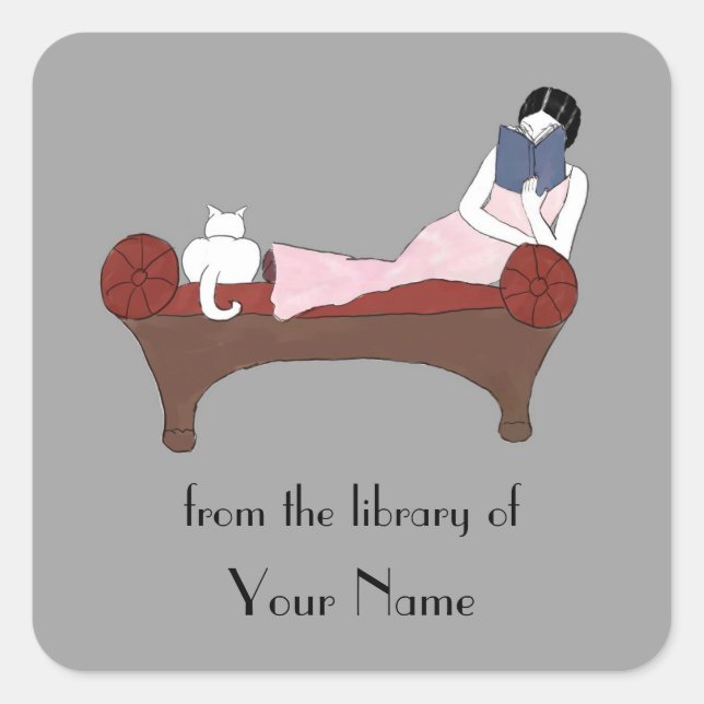 A Lady, A Cat and A Very Good Book Bookplates (Front)