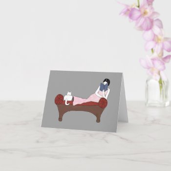A Lady  A Cat And A Very Good Book Note Card by sfcount at Zazzle