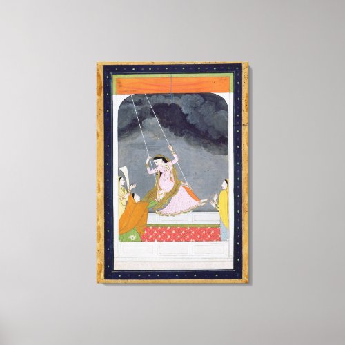 A lady on a swing Kangra Punjab hills c1790 op Canvas Print