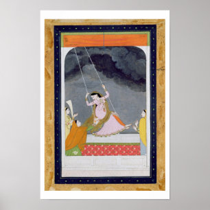 A lady on a swing, Kangra, Punjab hills c.1790 (op Poster
