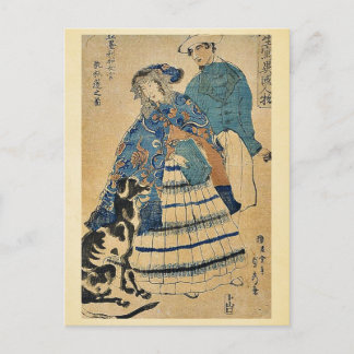 A lady playing accordion by Utagawa,Sadahide Postcard