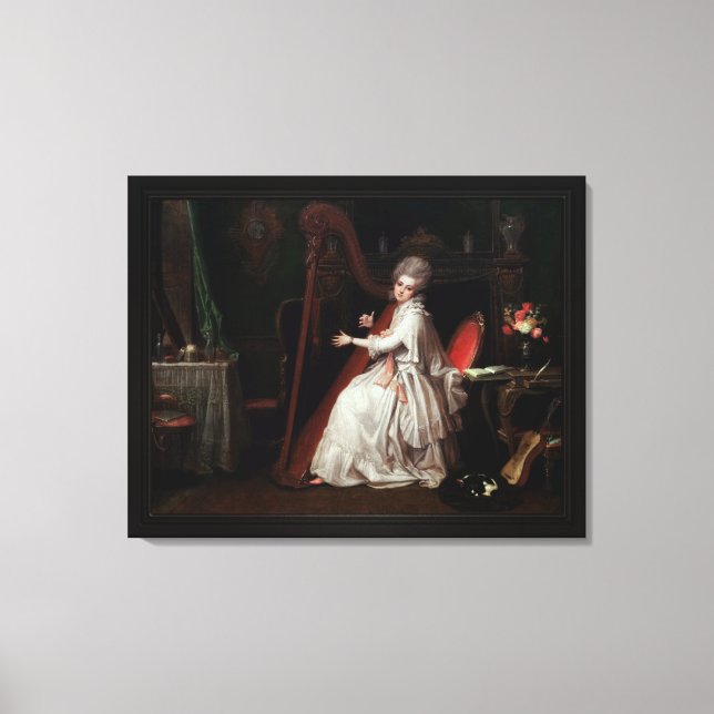 A Lady Playing on the Harp by Richard Cosway Canvas Print (Front)