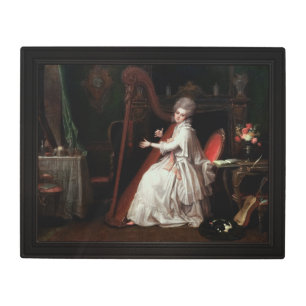 A Lady Playing on the Harp by Richard Cosway Metal Print