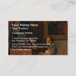 A Lady Seated At A Virginal,  By Vermeer Van Delft Business Card