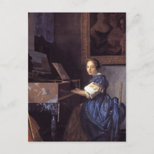 A Lady Seated at the Virginal Postcard
