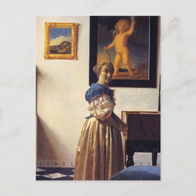 A Lady Standing at the Virginal Postcard (Front)