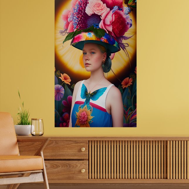 A lady with a floral sun hat poster (Living Room 2)