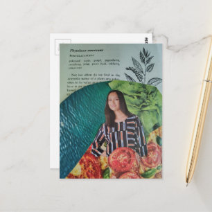 A Lady With Pizza and Summer Fun Collage Postcard