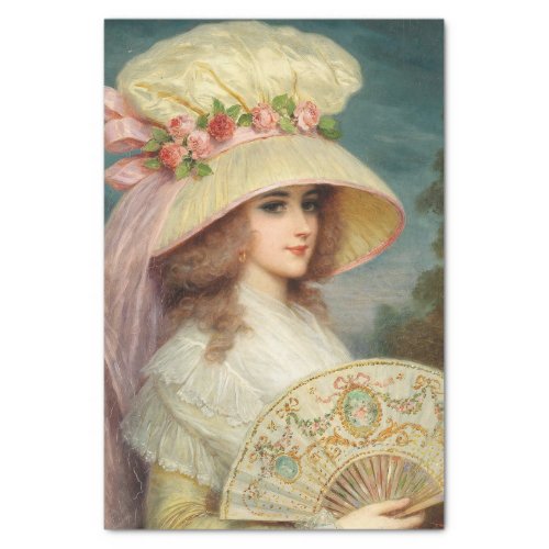 A Lady with Rose Hat and Fan by Lucius Rossi Tissue Paper