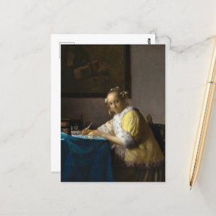 A Lady Writing by Johannes Vermeer Postcard