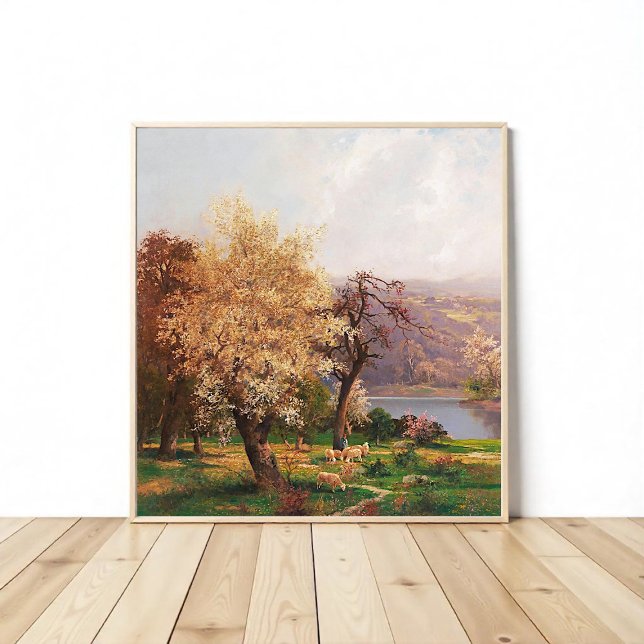 A Lake Landscape in Spring by Adolf Kaufmann Poster (Creator Uploaded)