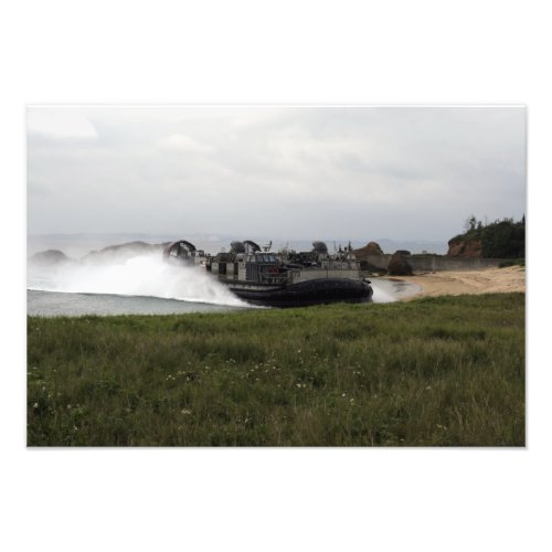 A landing craft air cushion comes ashore photo print