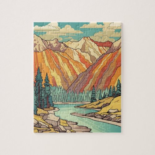 A Landscape of a Mountainous Area with a River  Jigsaw Puzzle