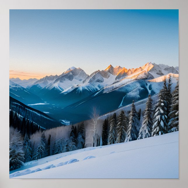A Landscape of a Snow Covered Mountain Poster (Front)