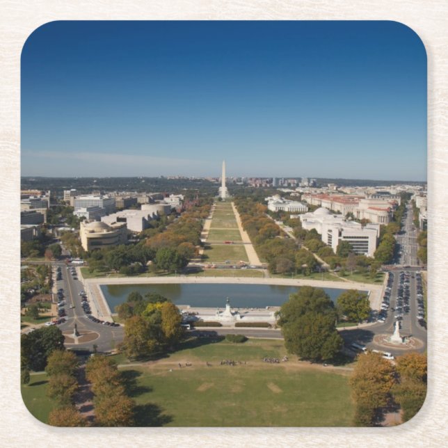 A landscape view of Washington DC Square Paper Coaster (Front)