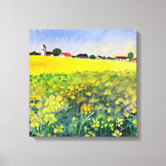 A landscape with a field in bloom.contemporary art canvas print