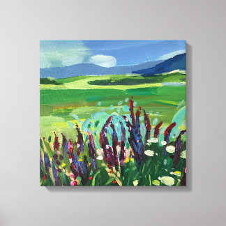 A landscape with a field in bloom.contemporary art canvas print