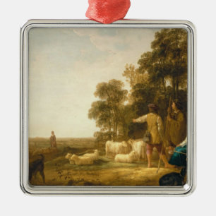 A Landscape with Shepherds and Shepherdesses Metal Ornament